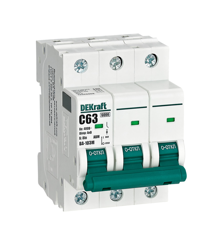 Автоматический выключатель без теплозащиты 3P 63А х-ка C 6кА ВА-103M DEKraft 12526DEK Автоматический выключатель без теплозащиты 3P 63А х-ка C 6кА ВА-103M DEKraft 12526DEK