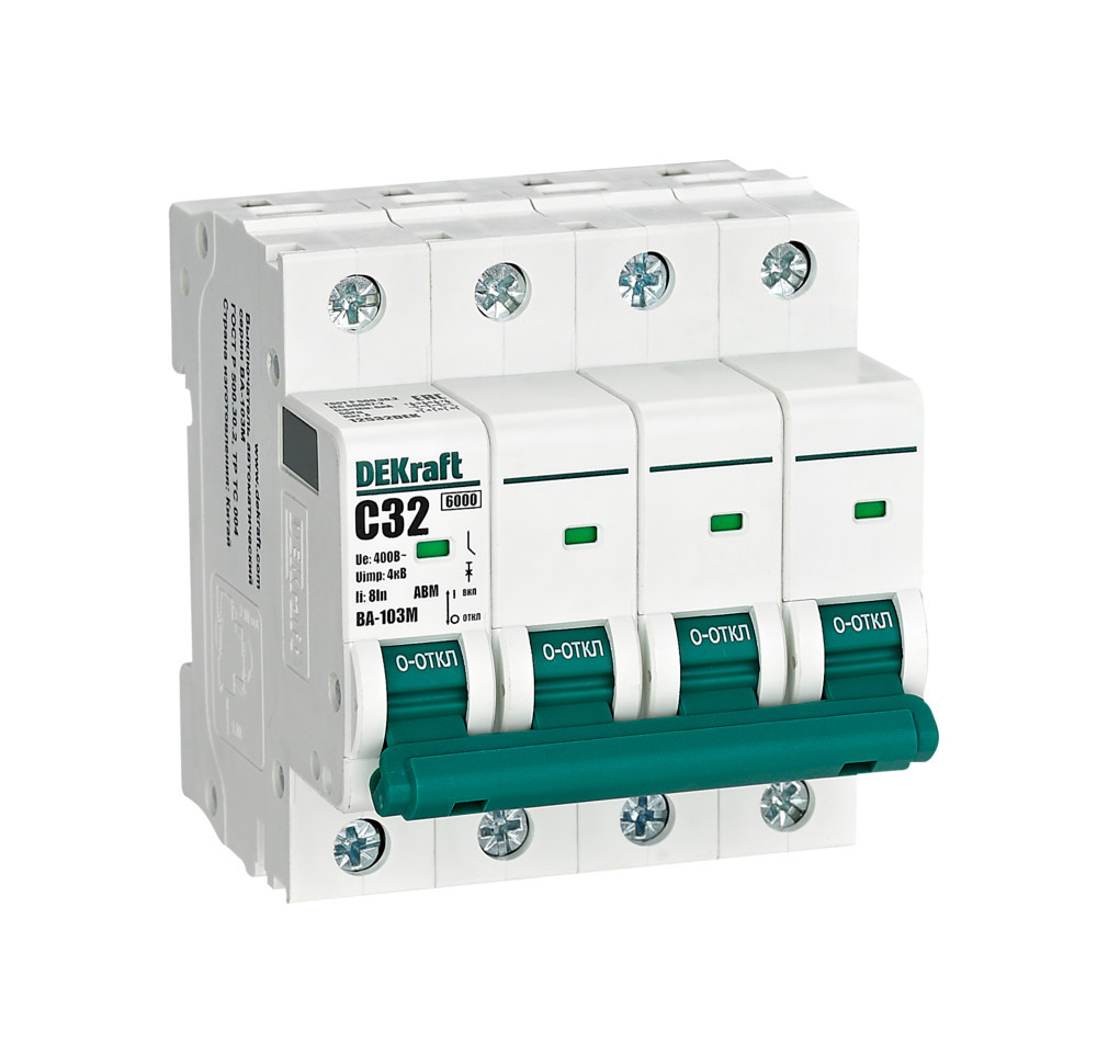 Автоматический выключатель без теплозащиты 4P 32А х-ка C 6кА ВА-103M DEKraft 12532DEK Автоматический выключатель без теплозащиты 4P 32А х-ка C 6кА ВА-103M DEKraft 12532DEK