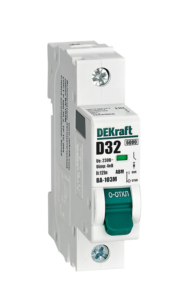 Автоматический выключатель без теплозащиты 1P 32А х-ка D 6кА ВА-103M DEKraft 12541DEK Автоматический выключатель без теплозащиты 1P 32А х-ка D 6кА ВА-103M DEKraft 12541DEK