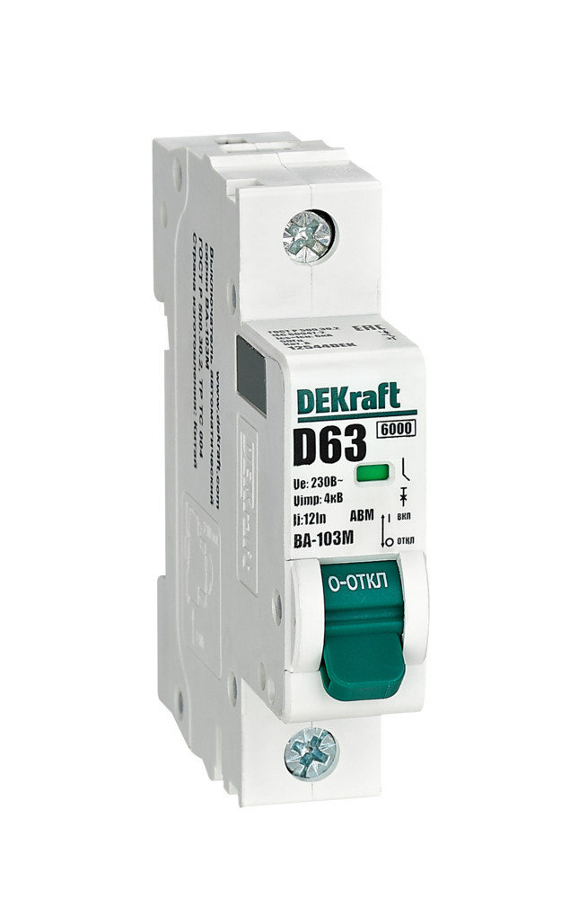 Автоматический выключатель без теплозащиты 1P 63А х-ка D 6кА ВА-103M DEKraft 12544DEK Автоматический выключатель без теплозащиты 1P 63А х-ка D 6кА ВА-103M DEKraft 12544DEK