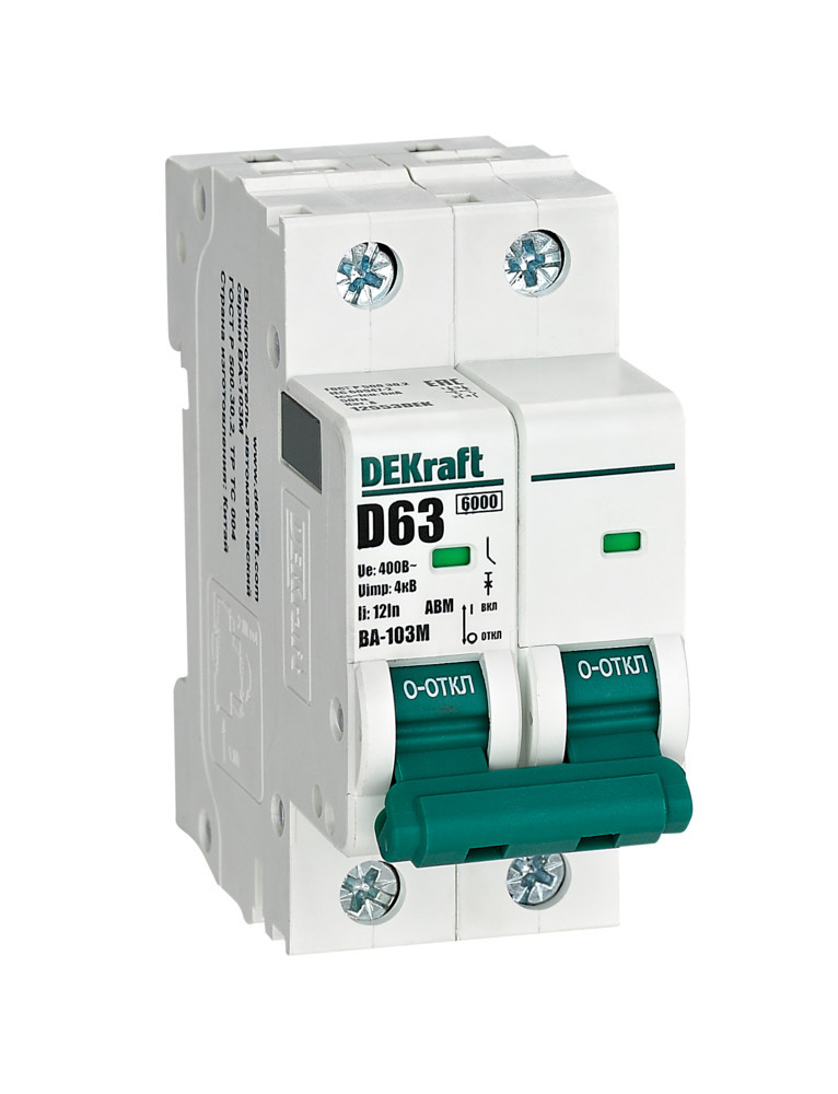 Автоматический выключатель без теплозащиты 2P 63А х-ка D 6кА ВА-103M DEKraft 12553DEK Автоматический выключатель без теплозащиты 2P 63А х-ка D 6кА ВА-103M DEKraft 12553DEK