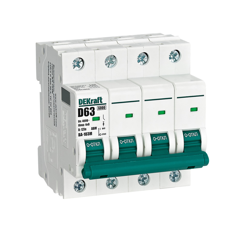 Автоматический выключатель без теплозащиты 4P 63А х-ка D 6кА ВА-103M DEKraft 12571DEK Автоматический выключатель без теплозащиты 4P 63А х-ка D 6кА ВА-103M DEKraft 12571DEK