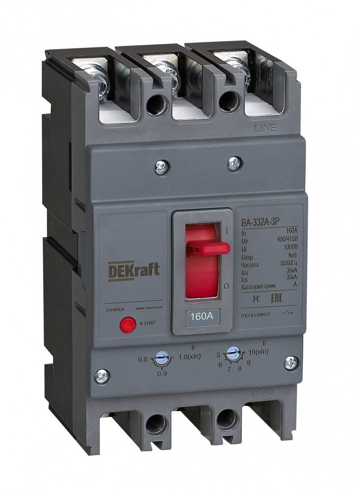 Силовой Автоматический выключатель 3P 80A 35кА ВА-332А DEKraft 28105DEK Силовой Автоматический выключатель 3P 80A 35кА ВА-332А DEKraft 28105DEK