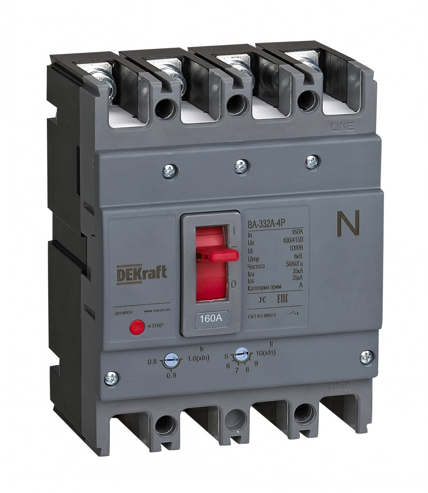 Силовой Автоматический выключатель 4P 25A 35кА ВА-332А DEKraft 28110DEK Силовой Автоматический выключатель 4P 25A 35кА ВА-332А DEKraft 28110DEK