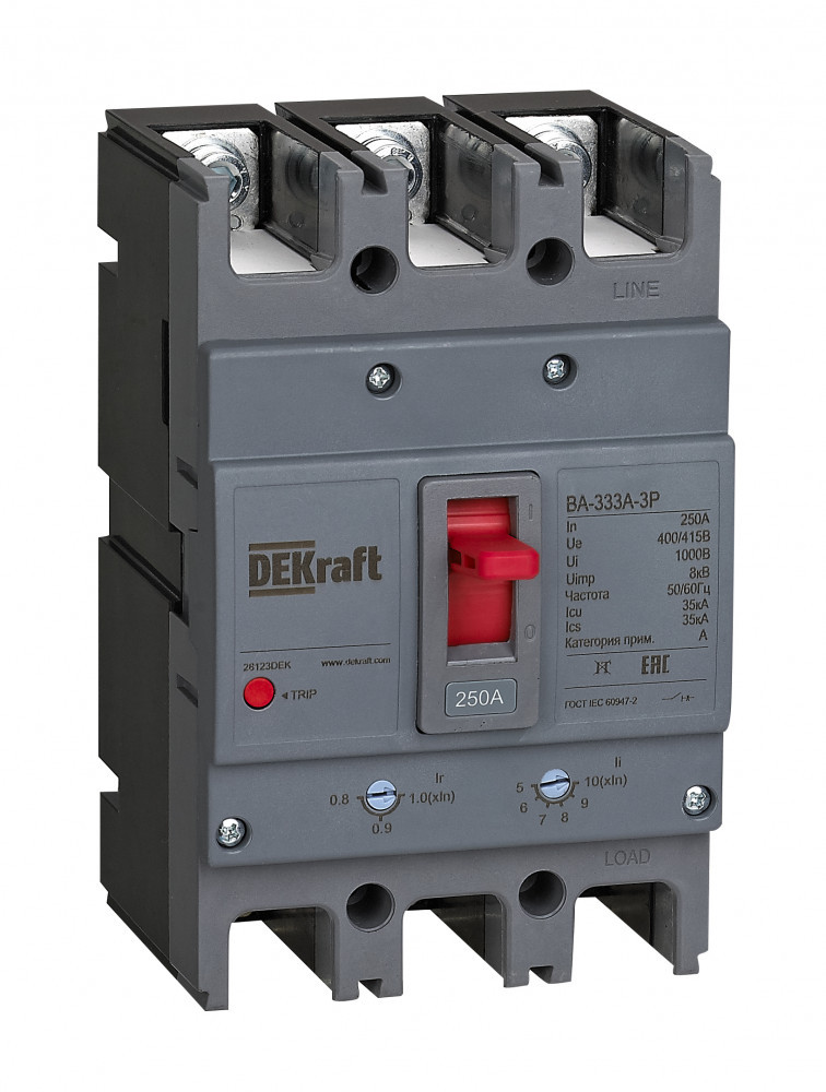 Силовой Автоматический выключатель 3P 160A 35кА ВА-333А DEKraft 28121DEK Силовой Автоматический выключатель 3P 160A 35кА ВА-333А DEKraft 28121DEK