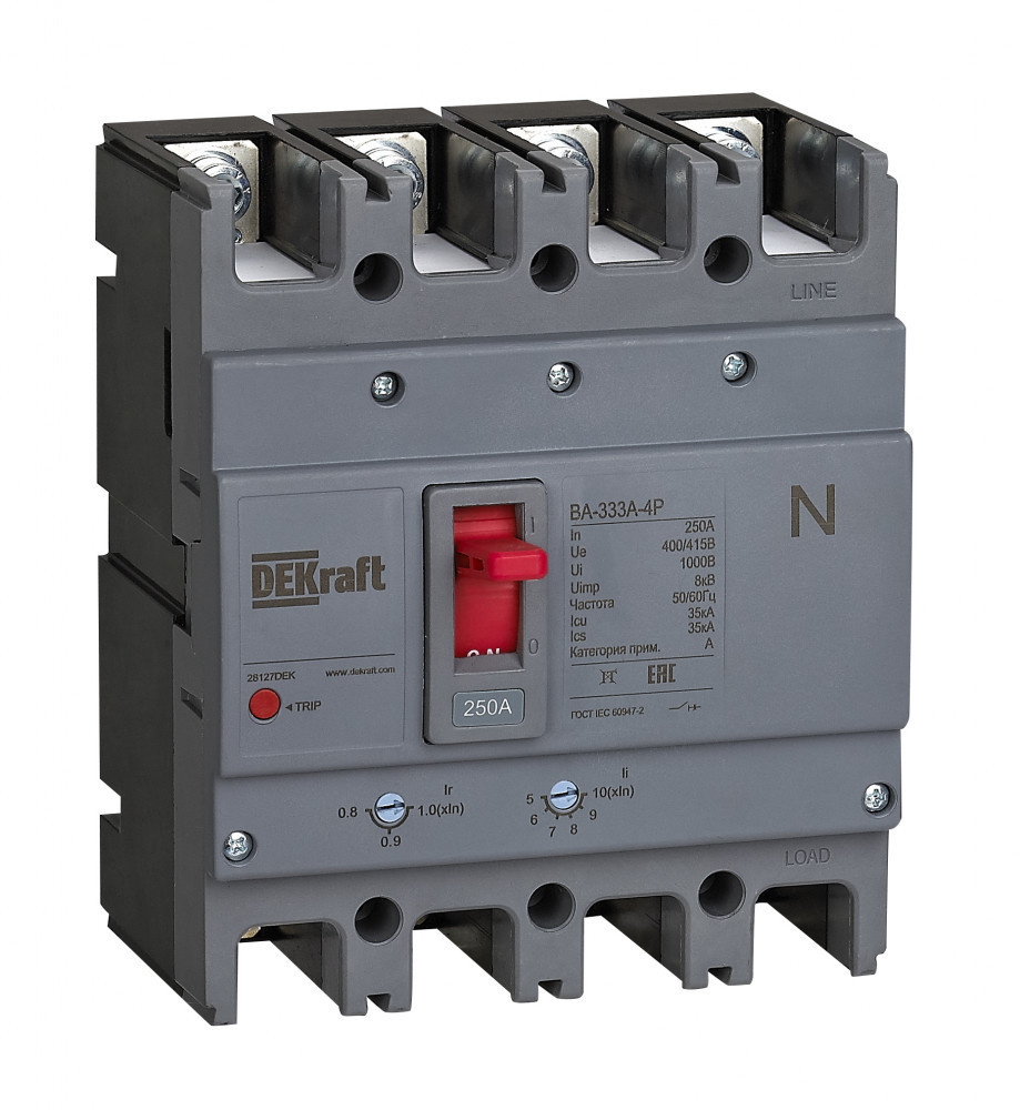 Силовой Автоматический выключатель 4P 250A 35кА ВА-333А DEKraft 28127DEK Силовой Автоматический выключатель 4P 250A 35кА ВА-333А DEKraft 28127DEK