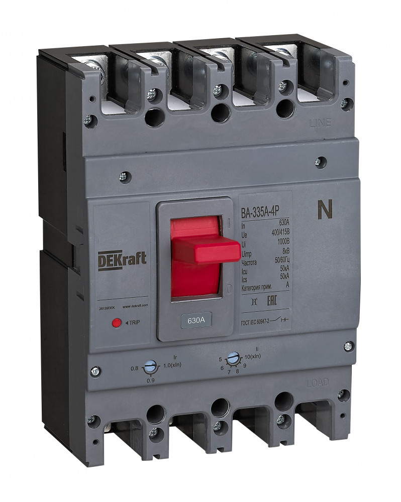 Силовой Автоматический выключатель 4P 630A 50кА ВА-335А DEKraft 28139DEK Силовой Автоматический выключатель 4P 630A 50кА ВА-335А DEKraft 28139DEK