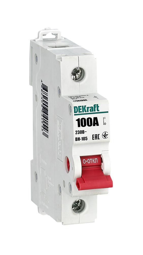 Выключатель-разъединитель 1Р 100А ВН-105 DEKraft 17083DEK Выключатель-разъединитель 1Р 100А ВН-105 DEKraft 17083DEK