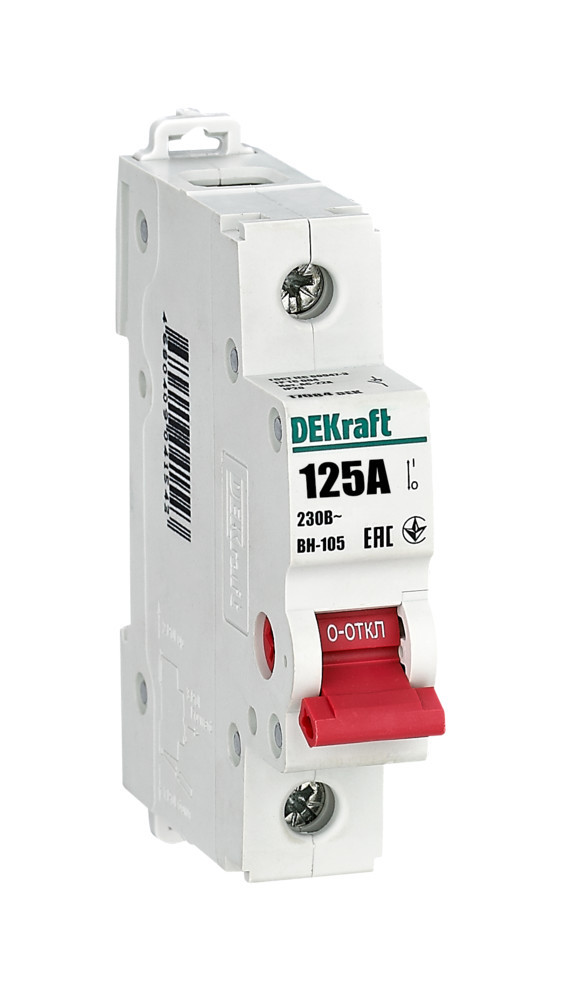 Выключатель-разъединитель 1Р 125А ВН-105 DEKraft 17084DEK Выключатель-разъединитель 1Р 125А ВН-105 DEKraft 17084DEK