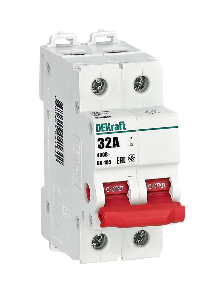 Выключатель-разъединитель 2Р 32А ВН-105 DEKraft 17086DEK Выключатель-разъединитель 2Р 32А ВН-105 DEKraft 17086DEK