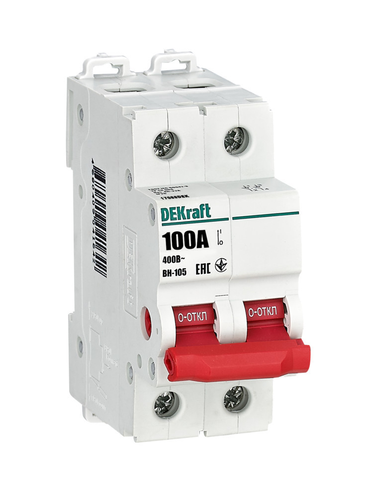 Выключатель-разъединитель 2Р 100А ВН-105 DEKraft 17088DEK Выключатель-разъединитель 2Р 100А ВН-105 DEKraft 17088DEK