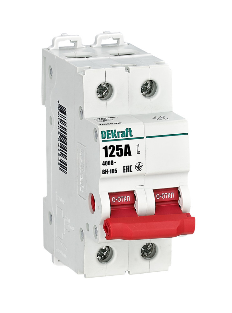 Выключатель-разъединитель 2Р 125А ВН-105 DEKraft 17089DEK Выключатель-разъединитель 2Р 125А ВН-105 DEKraft 17089DEK