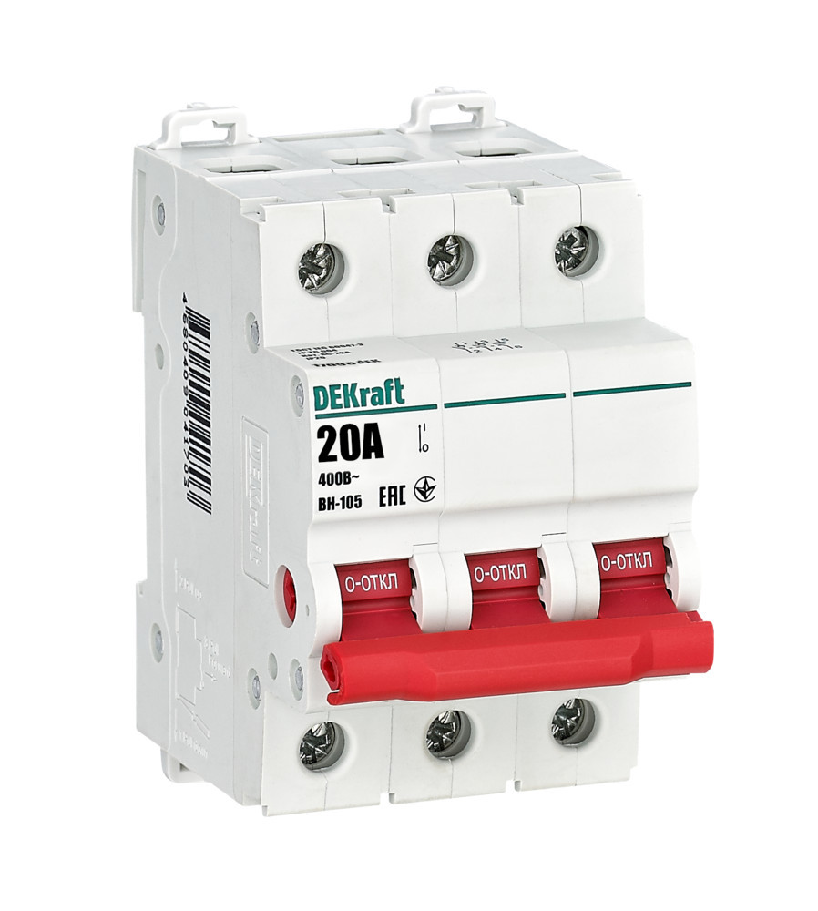 Выключатель-разъединитель 3Р 20А ВН-105 DEKraft 17090DEK Выключатель-разъединитель 3Р 20А ВН-105 DEKraft 17090DEK
