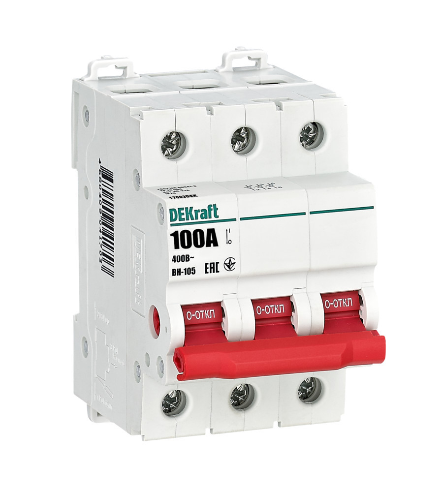 Выключатель-разъединитель 3Р 100А ВН-105 DEKraft 17093DEK Выключатель-разъединитель 3Р 100А ВН-105 DEKraft 17093DEK