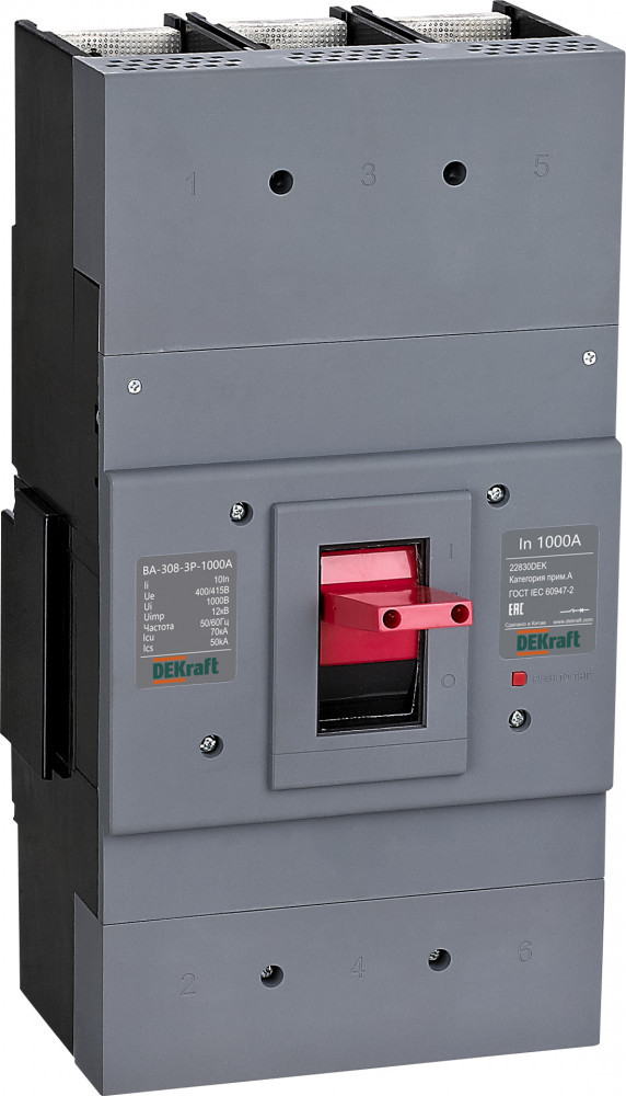 Силовой автоматический выключатель 3P 800А 70кА ВА-308 DEKraft 22829DEK Силовой автоматический выключатель 3P 800А 70кА ВА-308 DEKraft 22829DEK