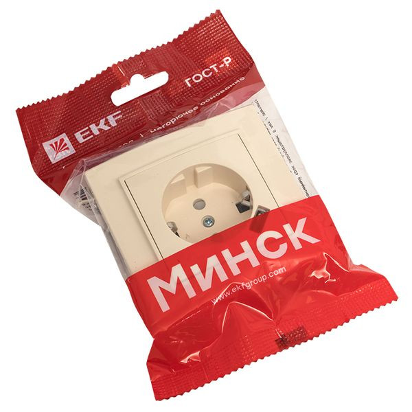 Розетка 1-местная СП с/з Минск 16А бежевая с защ, штор, с USB 1А EKF ERR16-028-200-USB Розетка 1-местная СП с/з Минск 16А бежевая с защ, штор, с USB 1А EKF ERR16-028-200-USB