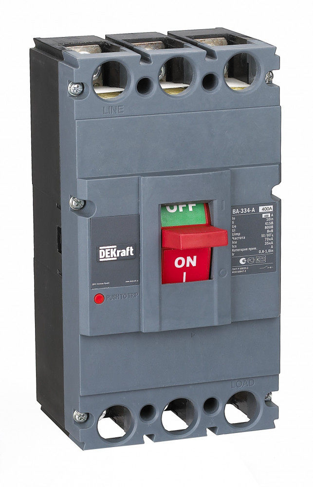Силовой Автоматический выключатель 3P 400А c Ir=320А-400А 70кА ВА-334 DEKraf DEKraft 21140DEK Силовой Автоматический выключатель 3P 400А c Ir=320А-400А 70кА ВА-334 DEKraf DEKraft 21140DEK