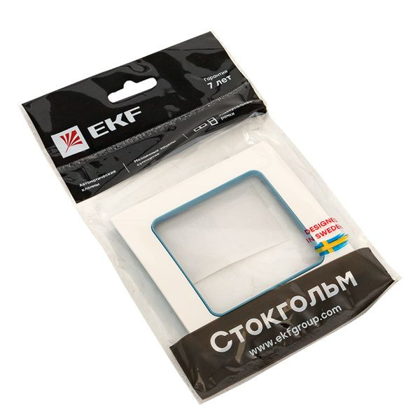 Стокгольм Рамка 1-местная белая с линией цвета синий EKF PROxima EXM-G-304-30 Стокгольм Рамка 1-местная белая с линией цвета синий EKF PROxima EXM-G-304-30