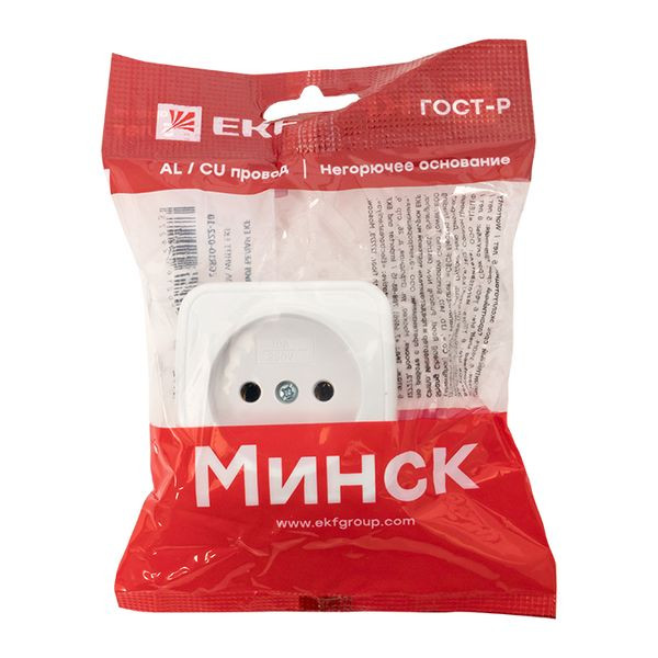 Минск Розетка 1-местная ОП 10А без заземления белая EKF Basic EGR10-022-10 Минск Розетка 1-местная ОП 10А без заземления белая EKF Basic EGR10-022-10