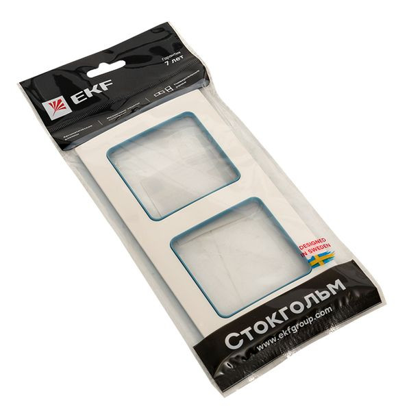 Стокгольм Рамка 2-местная белая с линией цвета синий EKF PROxima EXM-G-305-30 Стокгольм Рамка 2-местная белая с линией цвета синий EKF PROxima EXM-G-305-30