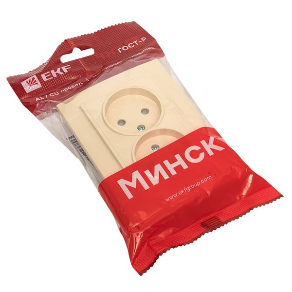 Розетка 2-мест, СП б/з 10А бежевый с защ, штор, Минск EKF ERR10-102-200 Розетка 2-мест, СП б/з 10А бежевый с защ, штор, Минск EKF ERR10-102-200