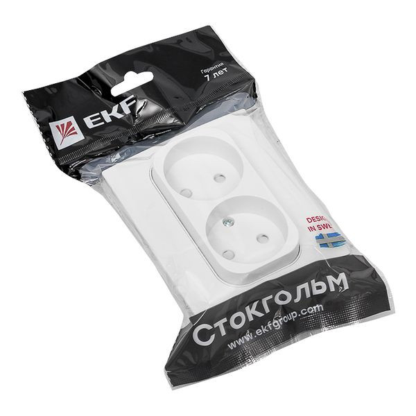 Стокгольм Розетка 2-местная б/з 10А автоматические клеммы белая с защ, штор, EKF PROxima EXR10-102-10 Стокгольм Розетка 2-местная б/з 10А автоматические клеммы белая с защ, штор, EKF PROxima EXR10-102-10