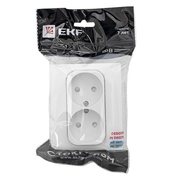 Стокгольм Розетка 2-местная б/з 10А автоматические клеммы белая с защ, штор, EKF PROxima EXR10-102-10 Стокгольм Розетка 2-местная б/з 10А автоматические клеммы белая с защ, штор, EKF PROxima EXR10-102-10