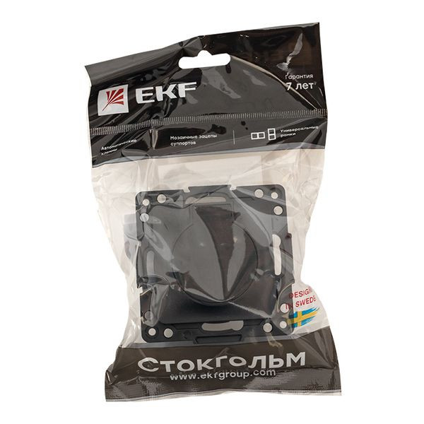 Стокгольм Механизм Розетки 1-местной с/з 16А автоматические клеммы черный с крышкой и защ, штор, IP44 EKF PROxima EZR16-028-10-44 Стокгольм Механизм Розетки 1-местной с/з 16А автоматические клеммы черный с крышкой и защ, штор, IP44 EKF PROxima EZR16-028-10-44