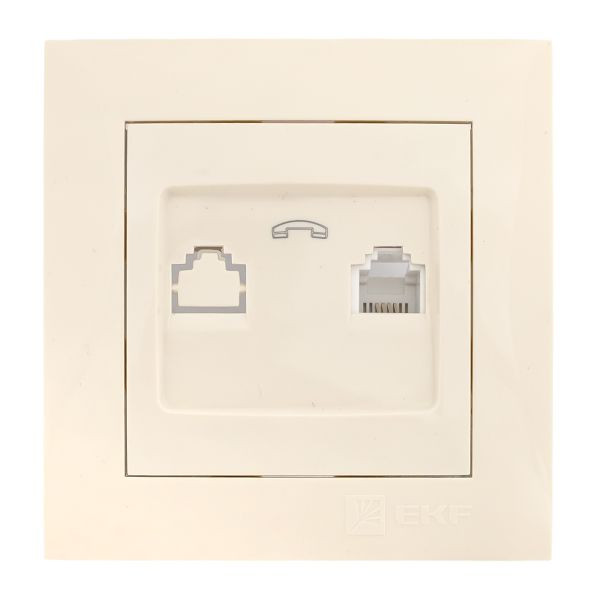 Валенсия розетка телефонная RJ-11 1-местная кремовая EKF PROxima EWT01-034-20 Валенсия розетка телефонная RJ-11 1-местная кремовая EKF PROxima EWT01-034-20