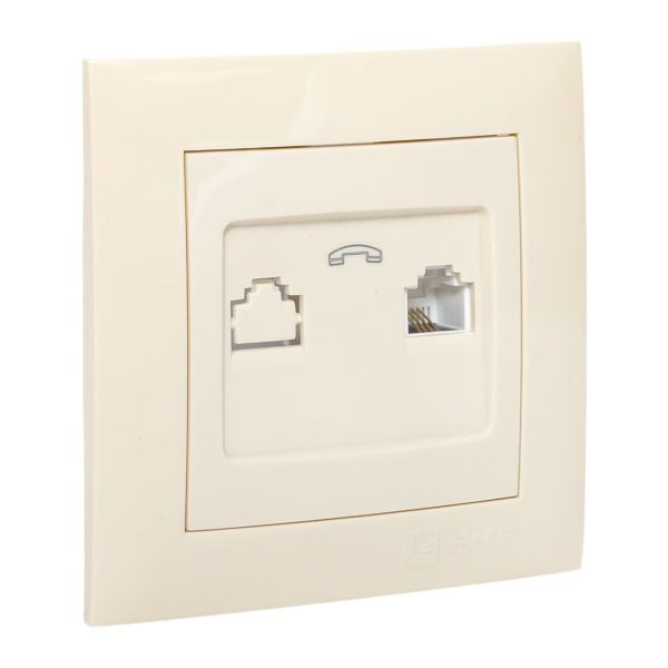 Валенсия розетка телефонная RJ-11 1-местная кремовая EKF PROxima EWT01-034-20 Валенсия розетка телефонная RJ-11 1-местная кремовая EKF PROxima EWT01-034-20