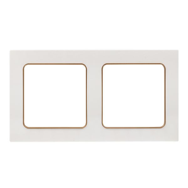 Стокгольм Рамка 2-местная белая с линией цвета шампань EKF PROxima EYM-G-303-10 Стокгольм Рамка 2-местная белая с линией цвета шампань EKF PROxima EYM-G-303-10
