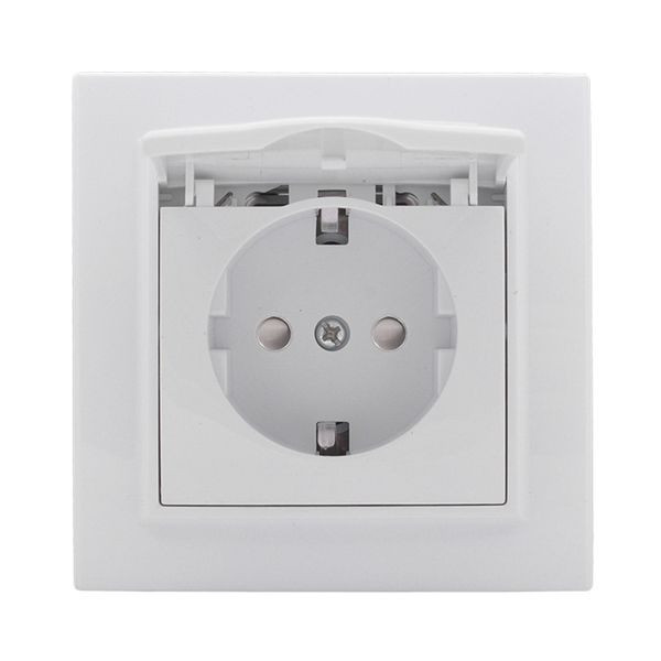 Минск Розетка 1-местная СП с заземлением и крышкой 16А белая с защ, штор, EKF Basic ERR16-029-100 Минск Розетка 1-местная СП с заземлением и крышкой 16А белая с защ, штор, EKF Basic ERR16-029-100
