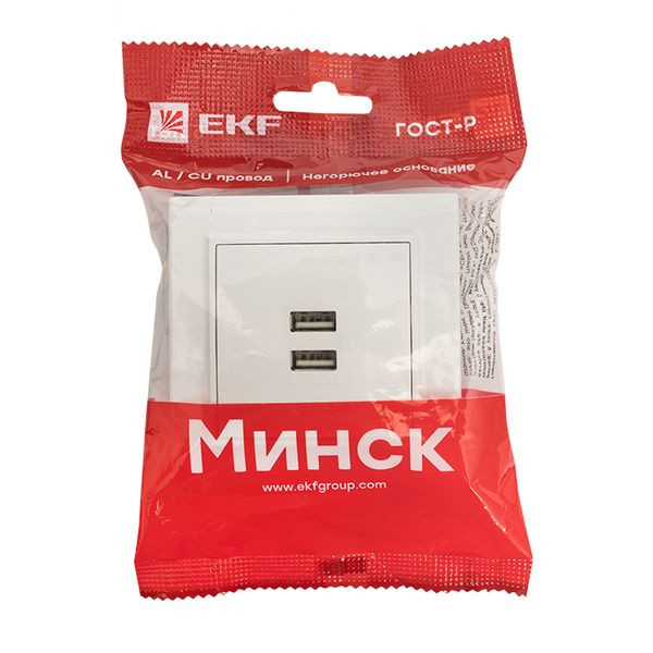 Минск Розетка USB 2-местная СП 2,1А белая EKF ERR-2USB-100 Минск Розетка USB 2-местная СП 2,1А белая EKF ERR-2USB-100
