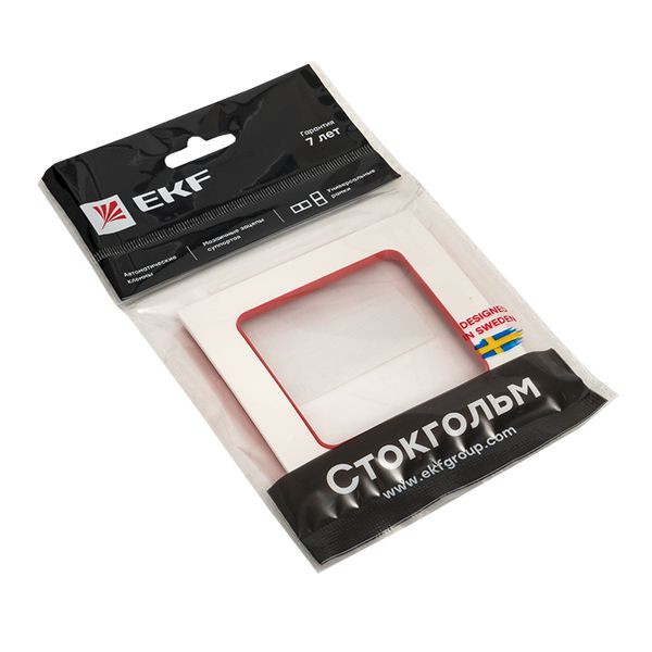 Стокгольм Рамка 1-местная белая с линией цвета красный EKF PROxima EXM-G-304-20 Стокгольм Рамка 1-местная белая с линией цвета красный EKF PROxima EXM-G-304-20