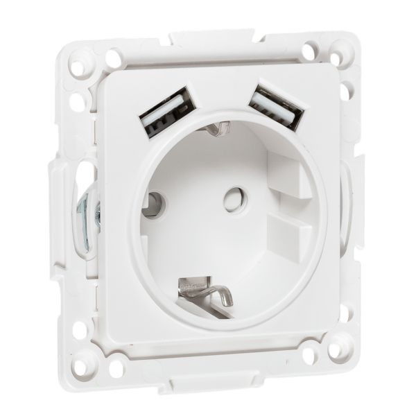 Стокгольм Механизм Розетки 1-местной с/з, USB 2A 16А винтовые клеммы белый с защ, штор, EKF EYR16-2USB-typeA Стокгольм Механизм Розетки 1-местной с/з, USB 2A 16А винтовые клеммы белый с защ, штор, EKF EYR16-2USB-typeA