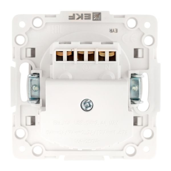 Стокгольм Механизм Розетки 1-местной с/з, USB 2A 16А винтовые клеммы белый с защ, штор, EKF EYR16-2USB-typeA Стокгольм Механизм Розетки 1-местной с/з, USB 2A 16А винтовые клеммы белый с защ, штор, EKF EYR16-2USB-typeA