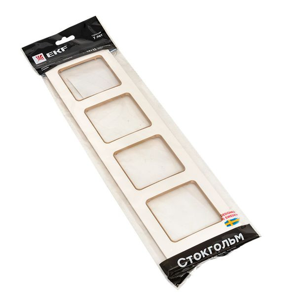 Стокгольм Рамка 4-местная белая с линией цвета шампань EKF PROxima EAM-G-303-20 Стокгольм Рамка 4-местная белая с линией цвета шампань EKF PROxima EAM-G-303-20