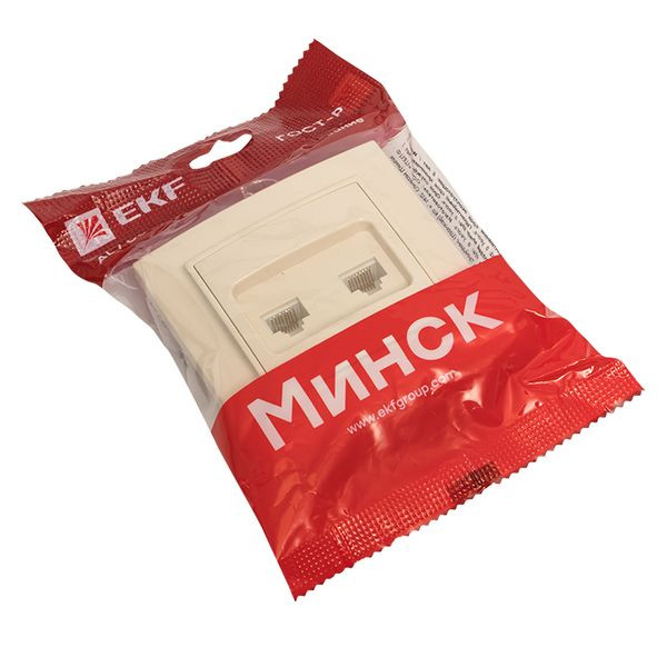 Минск Розетка RJ-45 2-местная СП бежевая EKF ERK02-035-20 Минск Розетка RJ-45 2-местная СП бежевая EKF ERK02-035-20