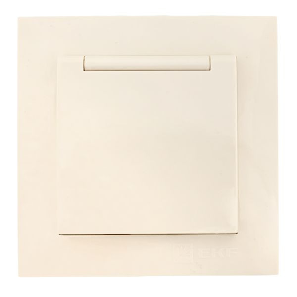 Валенсия розетка 1-местная с/з 16А кремовая с крышкой и защ, штор, EKF EWV10-124-20 Валенсия розетка 1-местная с/з 16А кремовая с крышкой и защ, штор, EKF EWV10-124-20