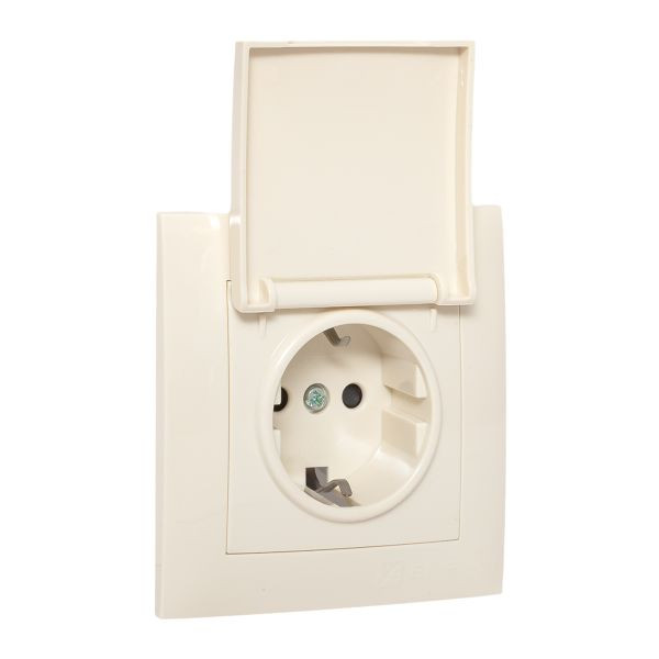 Валенсия розетка 1-местная с/з 16А кремовая с крышкой и защ, штор, EKF EWV10-124-20 Валенсия розетка 1-местная с/з 16А кремовая с крышкой и защ, штор, EKF EWV10-124-20