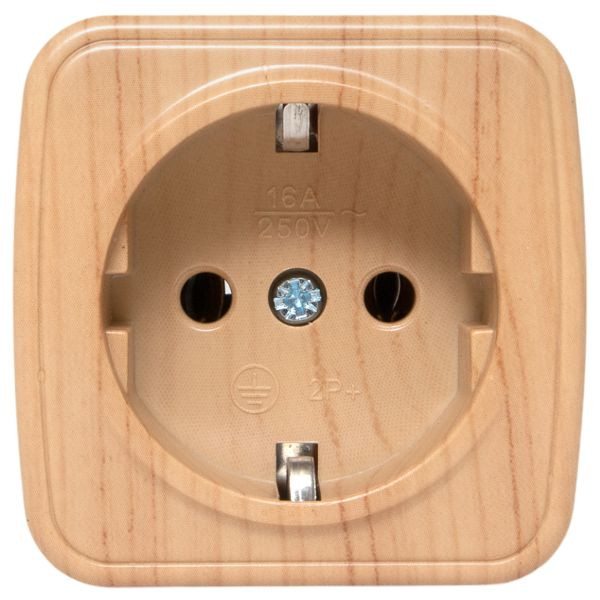 Розетка 1-местная ОП Минск 16А с заземлением светлое дерево EKF EGR16-028-30 Розетка 1-местная ОП Минск 16А с заземлением светлое дерево EKF EGR16-028-30
