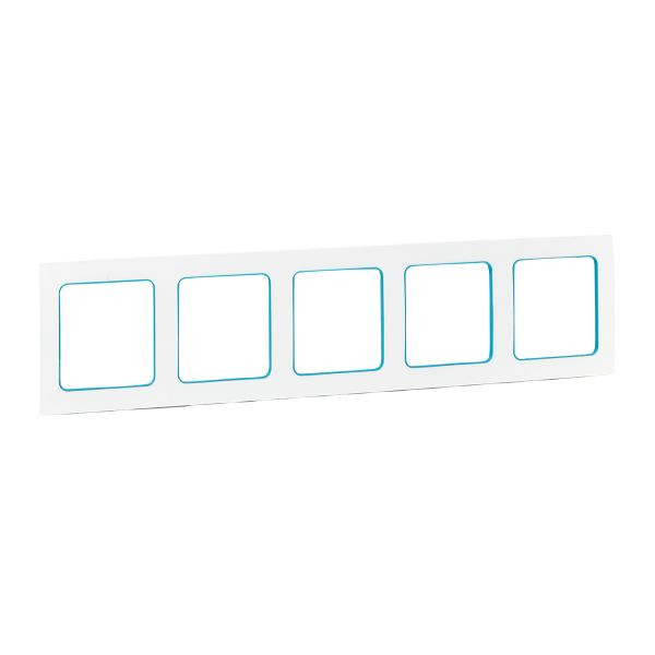 Стокгольм Рамка 5-местная белая с линией цвета синий EKF EXM-G-306-30 Стокгольм Рамка 5-местная белая с линией цвета синий EKF EXM-G-306-30