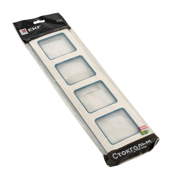 Стокгольм Рамка 4-местная белая с линией цвета синий EKF PROxima EAM-G-305-30 Стокгольм Рамка 4-местная белая с линией цвета синий EKF PROxima EAM-G-305-30