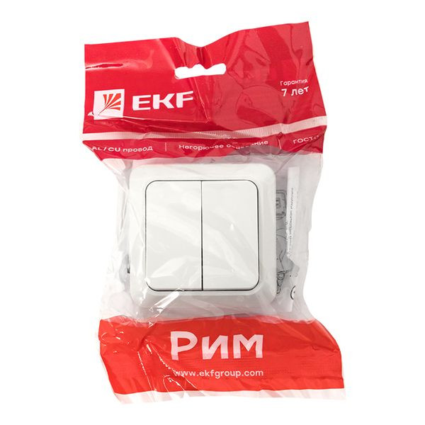 Рим Выключатель 2-клавишный 10А белый EKF ENV10-023-10 Рим Выключатель 2-клавишный 10А белый EKF ENV10-023-10