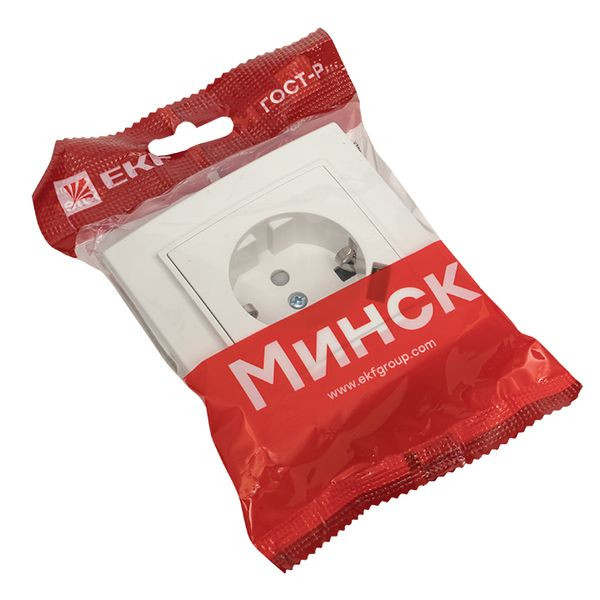 Розетка 1-местная СП с/з Минск 16А белая с защ, штор, с USB 1А EKF ERR16-028-100-USB Розетка 1-местная СП с/з Минск 16А белая с защ, штор, с USB 1А EKF ERR16-028-100-USB
