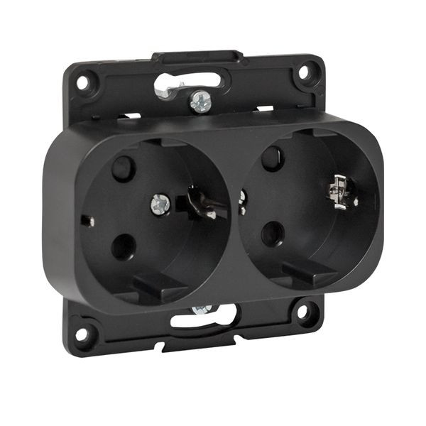 Стокгольм Механизм Розетки 2-местной с/з 16А автоматические клеммы черный с защ, штор, EKF PROxima EYR16-128-20 Стокгольм Механизм Розетки 2-местной с/з 16А автоматические клеммы черный с защ, штор, EKF PROxima EYR16-128-20