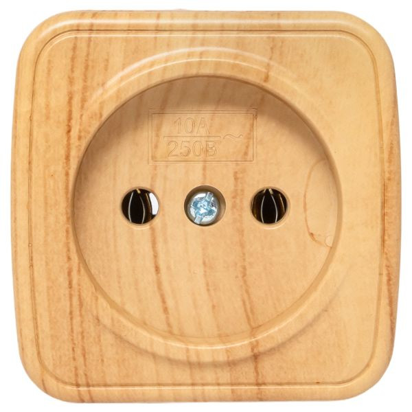 Розетка 1-местная ОП Минск 10А без заземления светлое дерево EKF EGR10-022-30 Розетка 1-местная ОП Минск 10А без заземления светлое дерево EKF EGR10-022-30