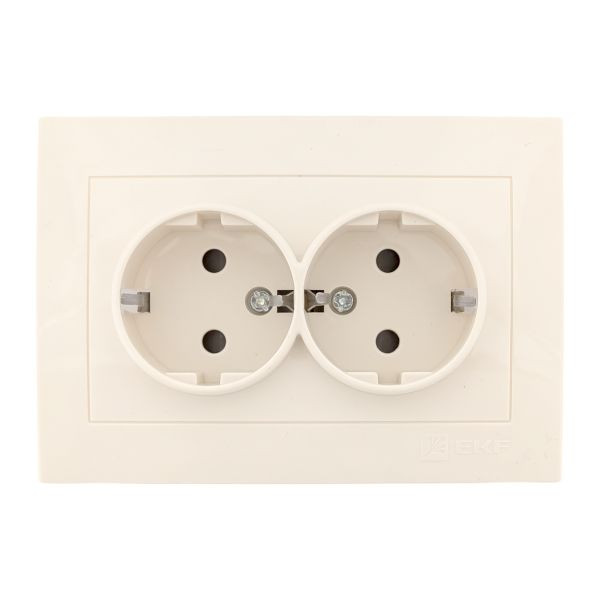 Валенсия розетка 2-местная с/з 16А кремовая с защ, штор, EKF PROxima EWR16-128-20 Валенсия розетка 2-местная с/з 16А кремовая с защ, штор, EKF PROxima EWR16-128-20