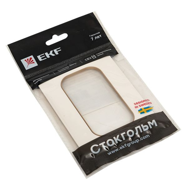 Стокгольм Рамка для розетки 2-местная белая с линией цвета шампань EKF PROxima EYM-G-305-20 Стокгольм Рамка для розетки 2-местная белая с линией цвета шампань EKF PROxima EYM-G-305-20