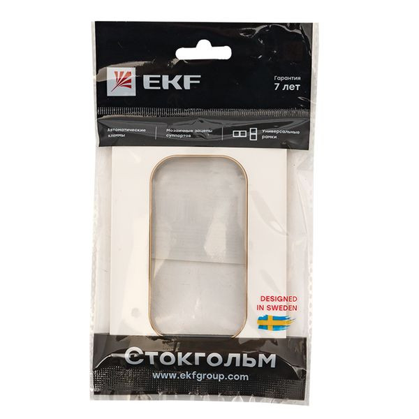 Стокгольм Рамка для розетки 2-местная белая с линией цвета шампань EKF PROxima EYM-G-305-20 Стокгольм Рамка для розетки 2-местная белая с линией цвета шампань EKF PROxima EYM-G-305-20